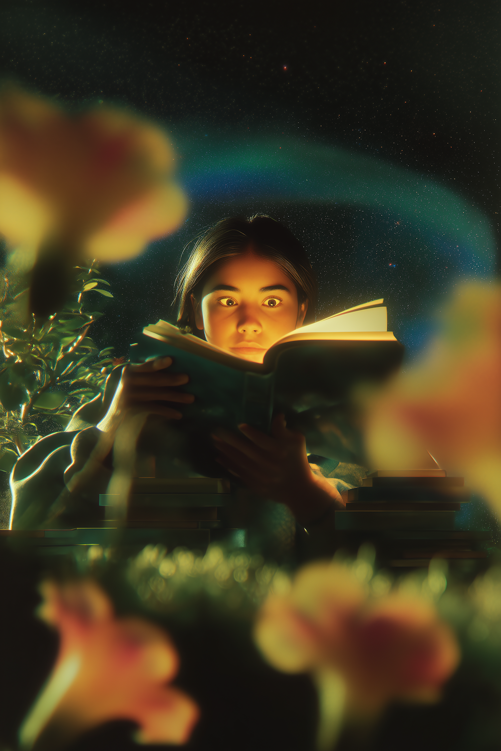 A reader immersed in a fantasy novel, symbolizing the joy of discovery through curated book selections.