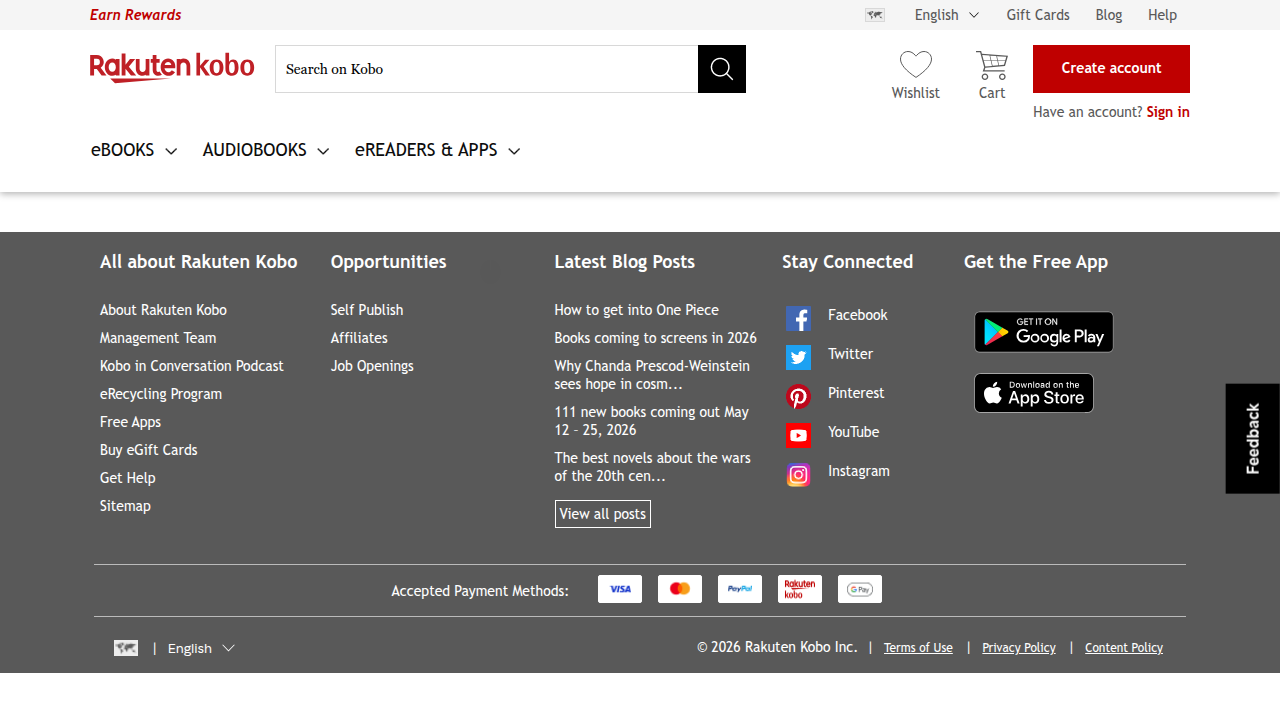 The official page for Kobo Plus, showcasing its subscription options for ebooks and audiobooks, often featuring independent and international titles.