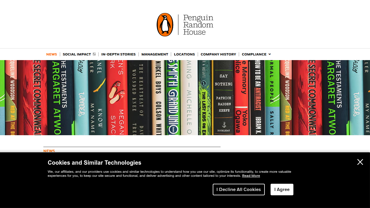 A screenshot of the Penguin Random House homepage, a major publisher and reliable source for book information.
