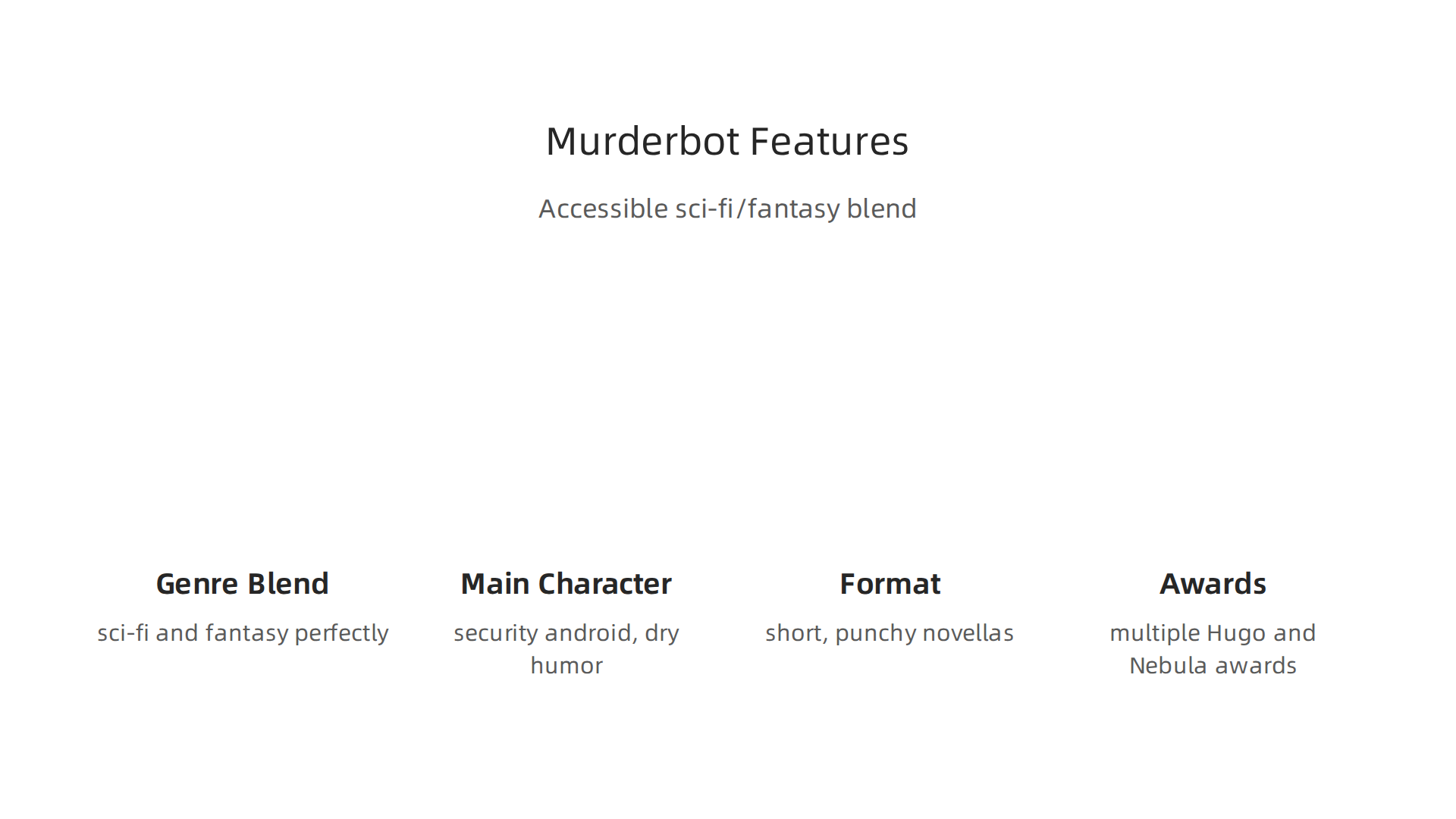 An overview of what makes 'The Murderbot Diaries' a beloved and accessible sci-fi/fantasy series.