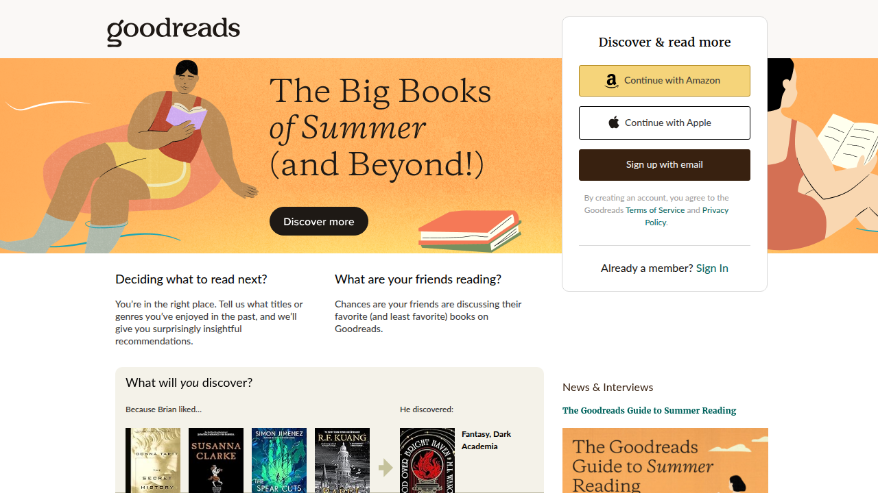 Explore Goodreads, a popular platform for discovering books and connecting with reading communities.