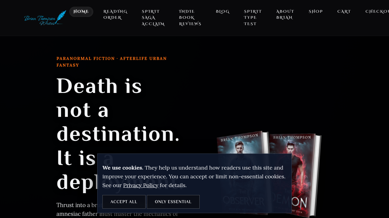 Screenshot of Brian Thompson Writes, a blog offering guides and advice for fantasy readers.