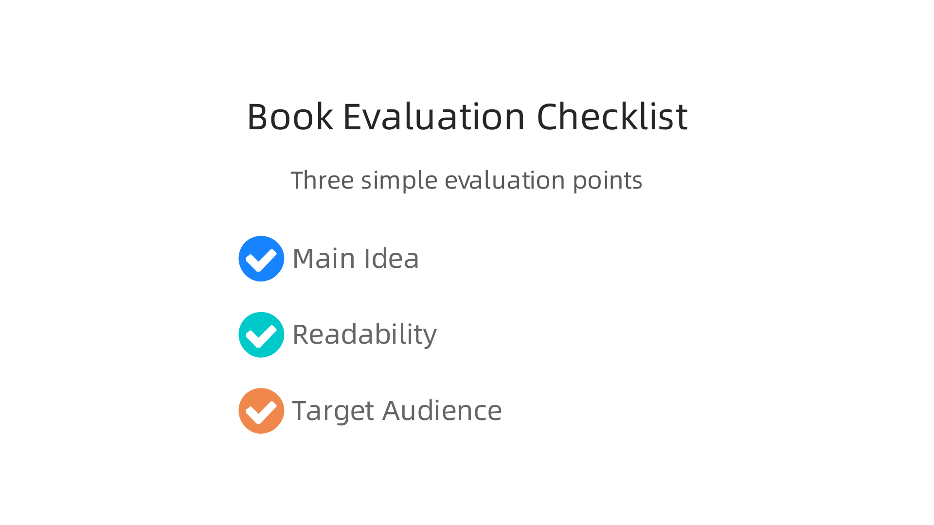 An infographic presenting a simple checklist to evaluate if a new book is a good fit for your reading goals.