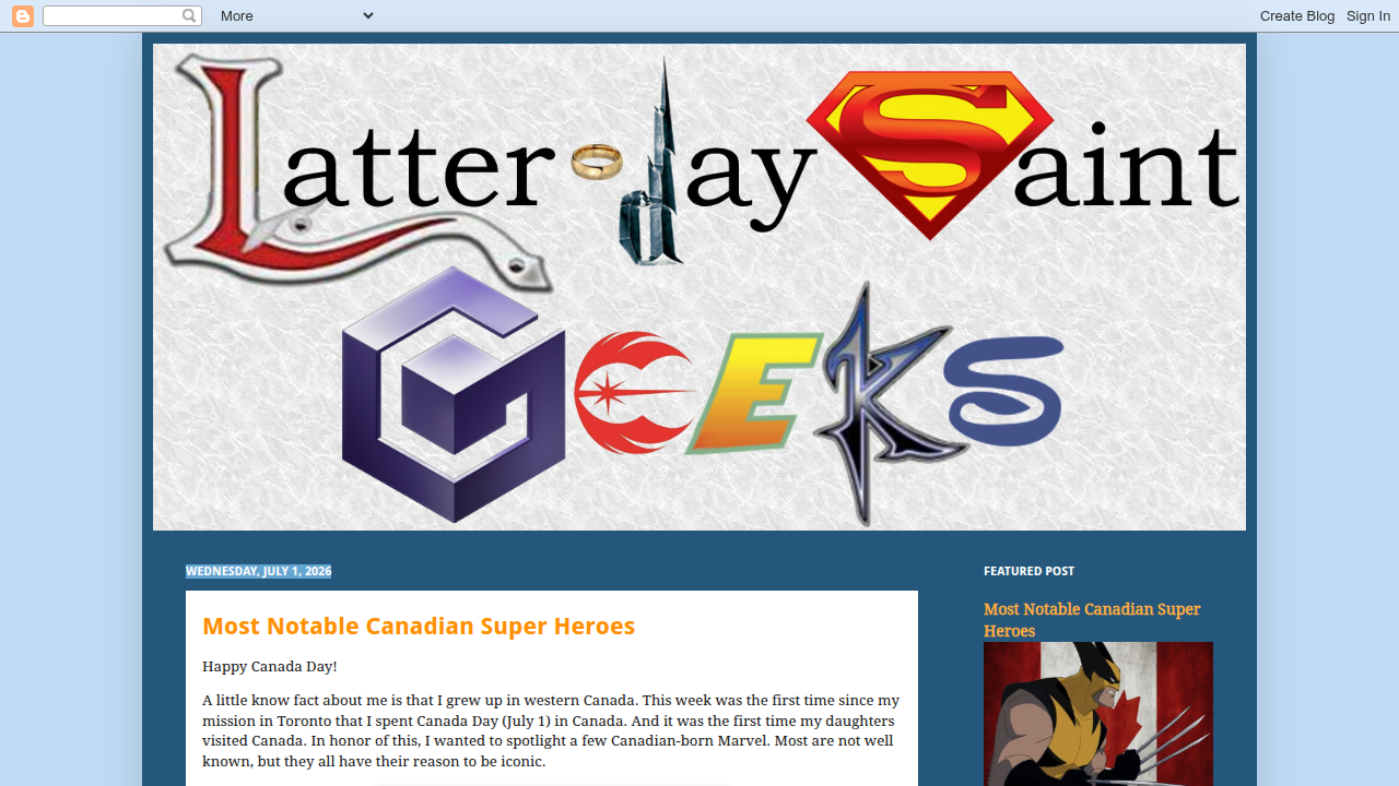 Screenshot of Latter-day Saint Geeks, another website discussing Grimgar and similar content.