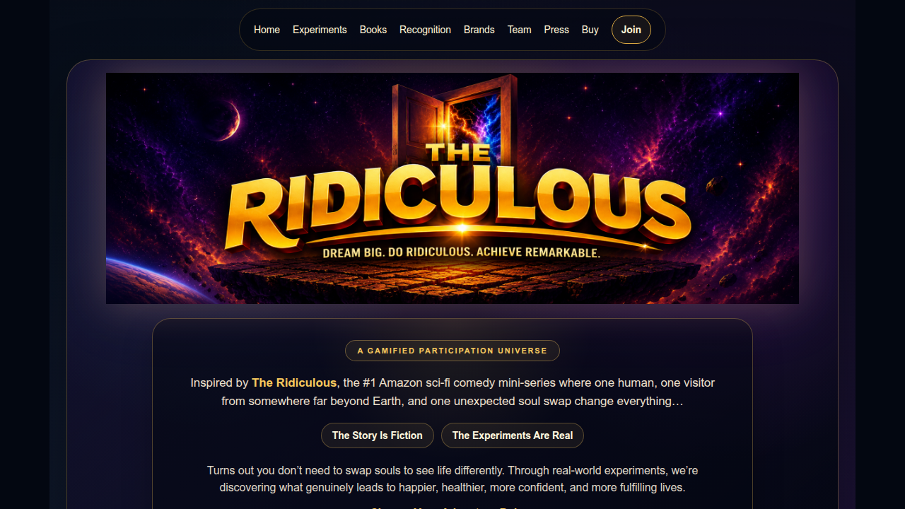 Screenshot of doridiculous.com, a website likely related to fantasy content or a newsletter.